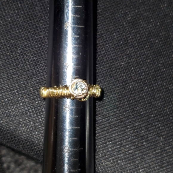 Wire gold wrapped genuine aquamarine gemstone ring - Picture 2 of 3